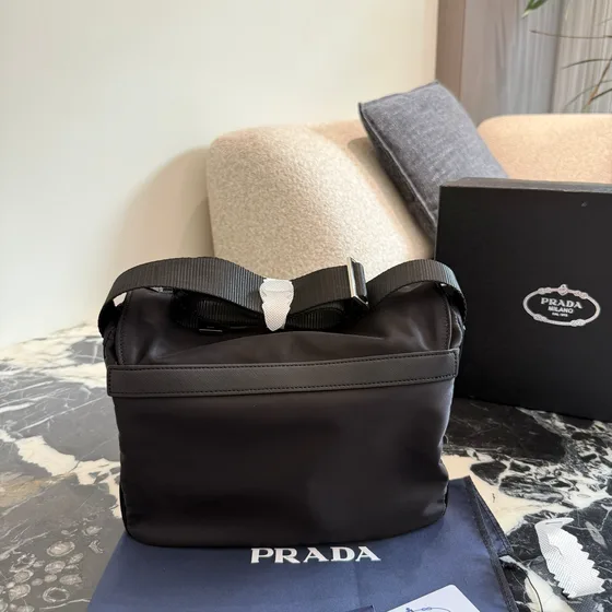 Prada Re-Nylon Medium Messenger Bag Black Crossbody