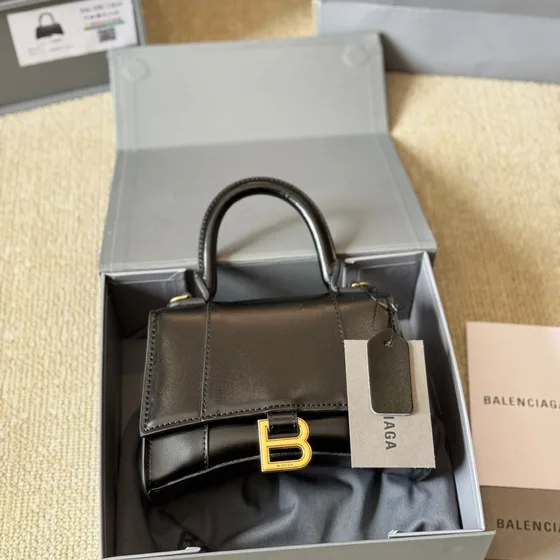 Balenciaga Hourglass Top Handle Bag Black Top Handle