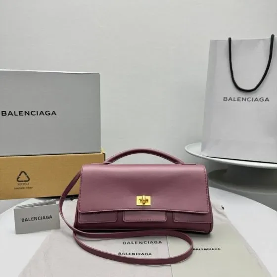 Balenciaga Editor Small Top Handle Bag Dark Pink Top Handle