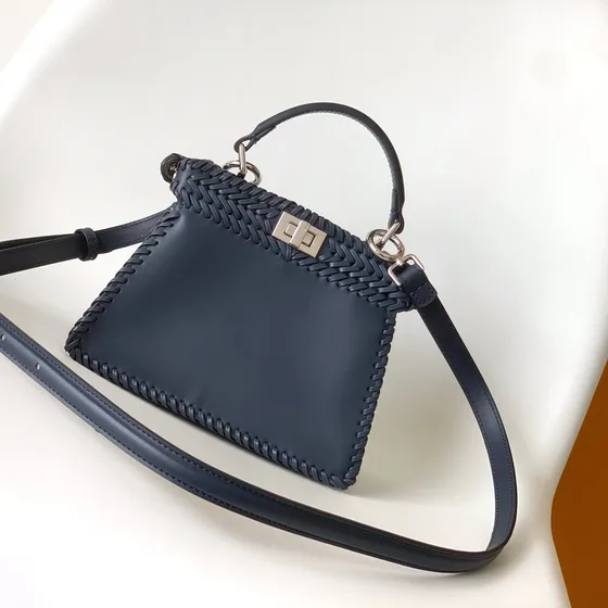 Fendi Peekaboo Marinblå Blå Topphandtag
