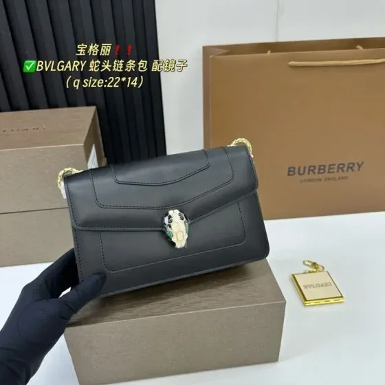 Bvlgari Serpenti Forever Chain Bag Black 22 14cm Crossbody