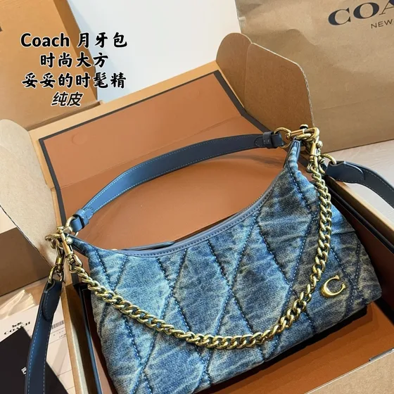 Coach Crescent Hobo Denim Blue Hobo