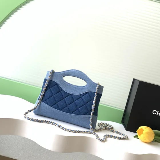 Chanel 31 Mini Shopping Bag Blue Top Handle