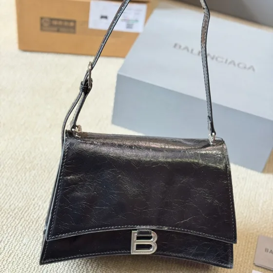 Balenciaga Crush Small Top Handle Bag Hitam Top Handle