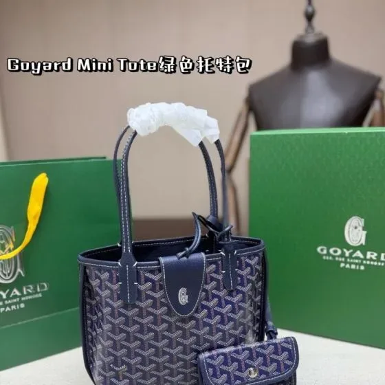 Goyard Anjou Mini Navy Blue Tote Bag