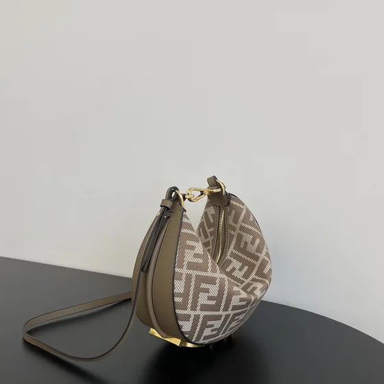 Fendi Fendigraphy Small Hobo Bag Beige Brown Hobo