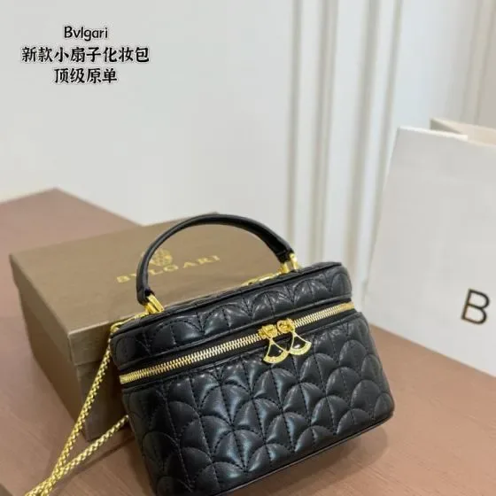 Bvlgari Serpenti Cabochon Vanity Case Black Top Handle