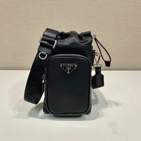 Prada Re-Nylon And Leather Smartphone Case Black Crossbody