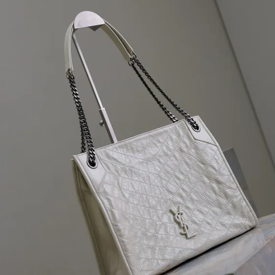 YSL Niki Shopping Tote Hvid Shoppertasketur