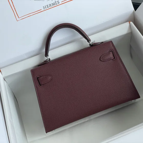 Hermes Kelly Mini Burgundy Top Handle