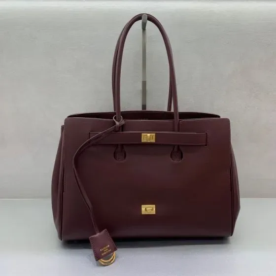 Balenciaga Bel Air Carry All Bag Burgundy Tote Bag