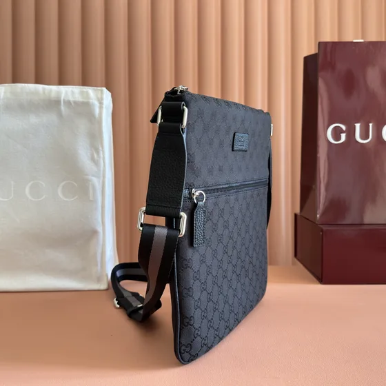 Gucci Gg Nilon Messenger Bag Hitam Crossbody