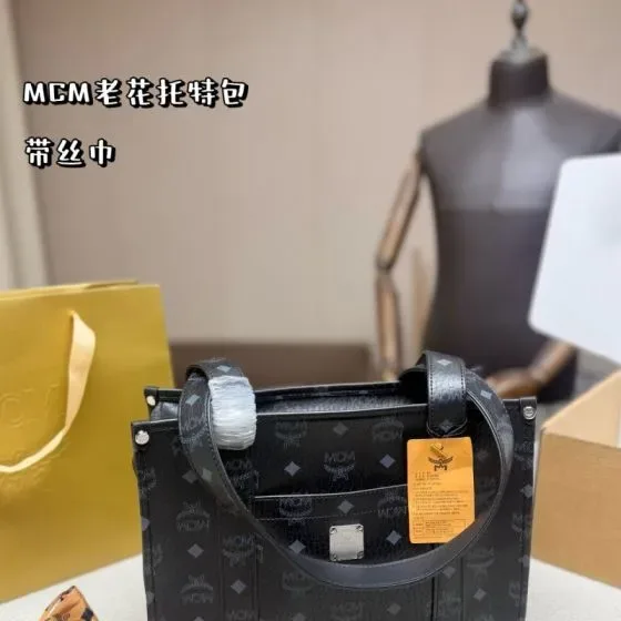 MCM Visetos Tote Black Tote Bag