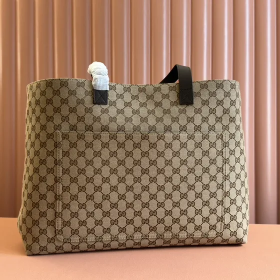 Gucci Gg Vải bạt Tote Bag Be Tote Bag