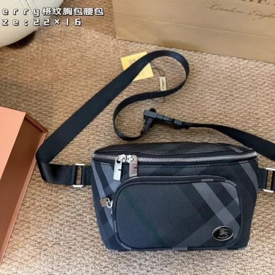 Burberry Check Bum Bag Charcoal Black 22x16 Belt Bag