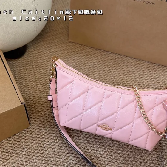 Coach Caitlin Bianco/Nero/Rosa/Multi 20×12 cm Borsa a spalla