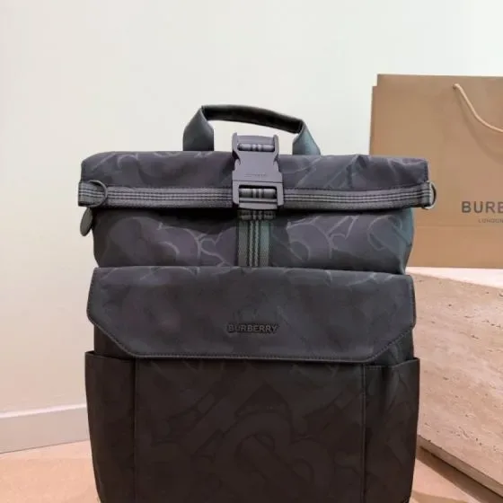 Burberry Monogram Econyl Roll-Top Backpack Charcoal Grey Backpack