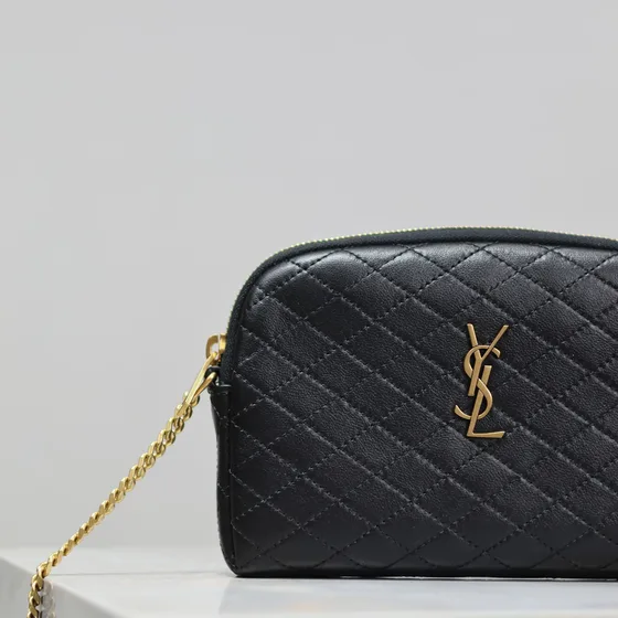 YSL Gaby Zipped Мешочек With Chain Чёрный Crossbody