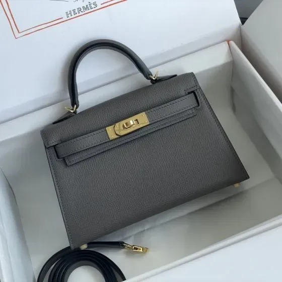 Hermes Mini Kelly Dark Gray Top Handle