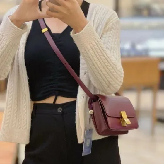 Celine Classic Box Burgundy Crossbody