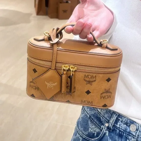 MCM Aren Crossbody Vanity Case Cognac Crossbody