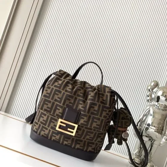 Fendi Ff Jacquard Bucket Backpack Brown Backpack