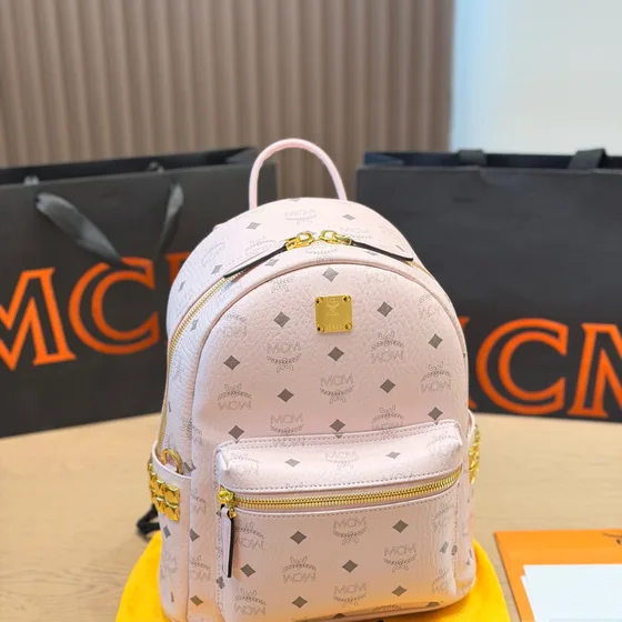 MCM Stark Backpack Light Pink Backpack