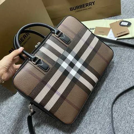 Burberry Briefcase Plaid Brown business
