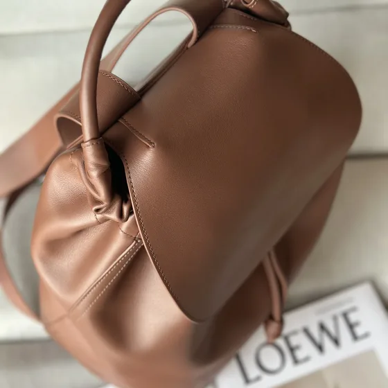 Loewe Cuir Drawstring Sac à dos Marron Sac à dos