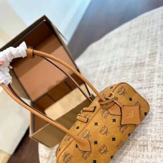 MCM Aren Boston Bag Cognac Top Handle