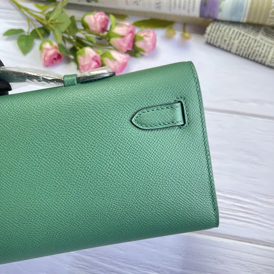 Hermes Kelly Cut Clutch Dark Grün Clutch