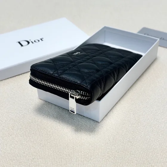 Dior Lady Dior Long Zipped Cüzdan Siyah Cüzdan