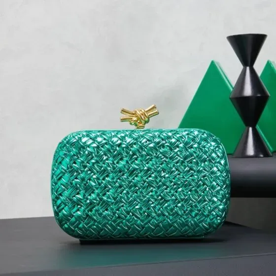 Bottega Veneta Knot Clutch Emerald Green Clutch