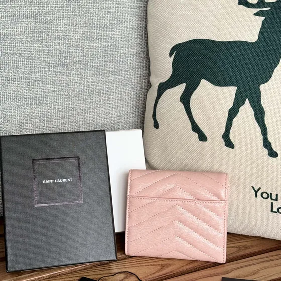 YSL Cassandre Matelass Envelope Wallet Pink Wallet