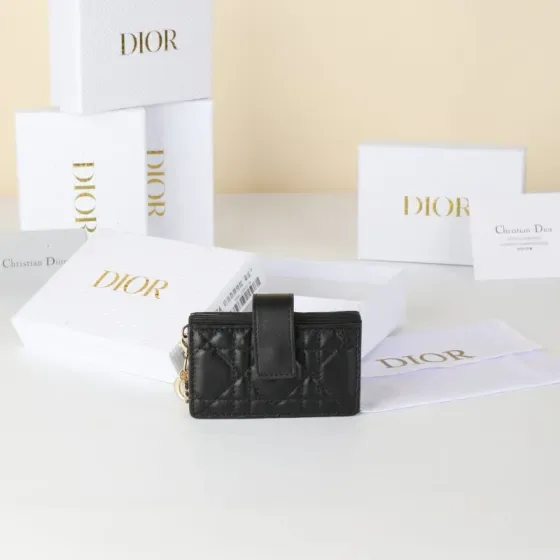 Dior Lady Dior 5-Gusset Card Holder Black Card Holder