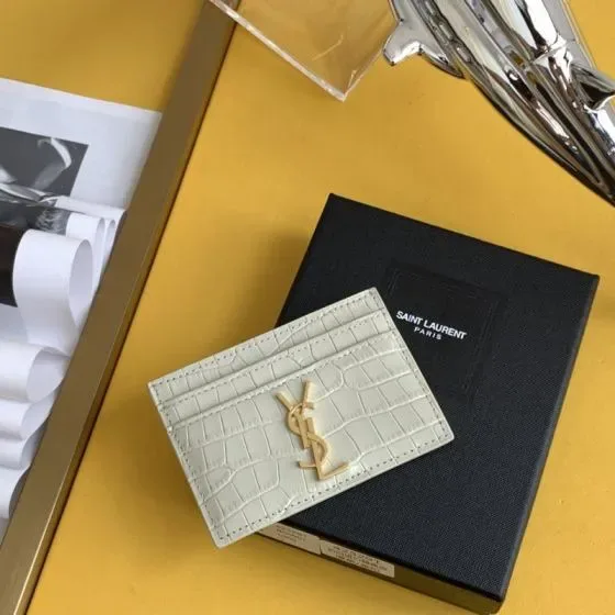 YSL Cassandre Card Case White Card Holder