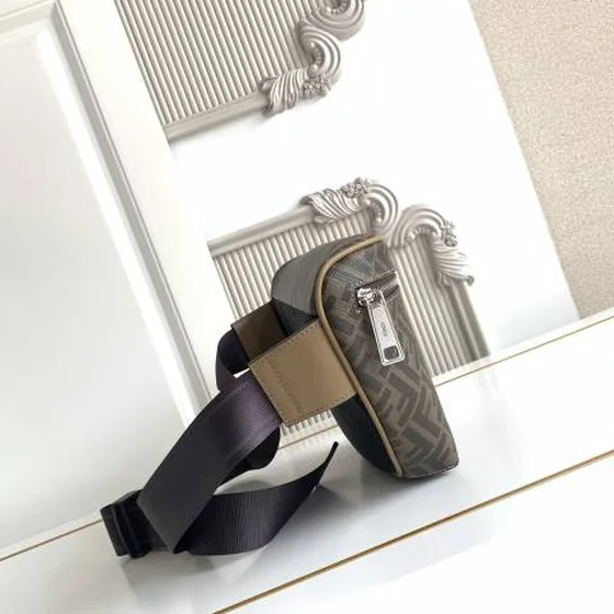 Fendi Brown Zucca with tan and black crossbody