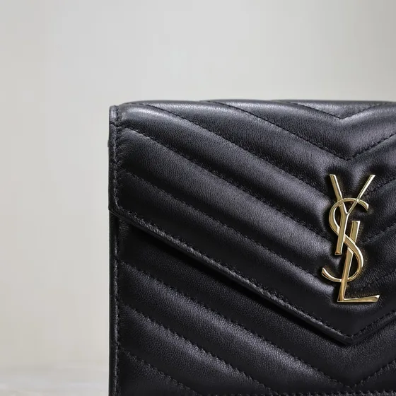 YSL Cassandre Matelassé Envelope Tegnebog Sort Tegnebog