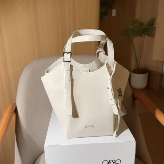 Loewe Compact Hammock Bag White Top Handle