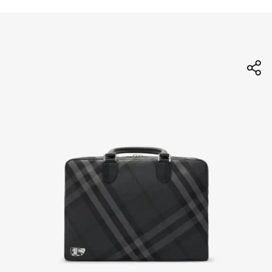 Burberry Check Briefcase Charcoal Top Handle