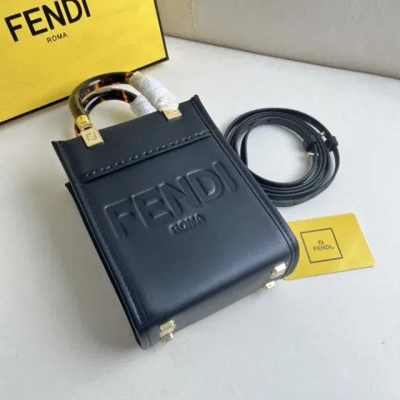 Fendi Mini Sunshine Tote Black Top Handle
