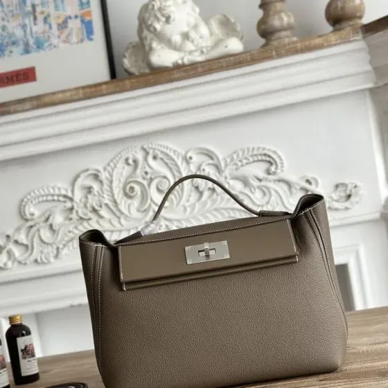 Hermes Kelly 24 24 Etoupe Grey Top Handle