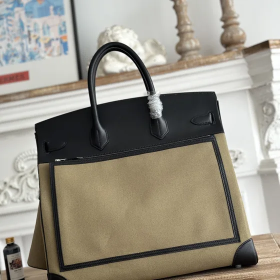 Hermes Birkin 40 Cargo Khaki/สีดำ Top Handle