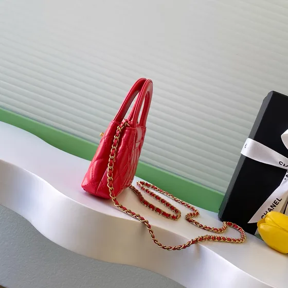 Chanel Mini Shopping Bag Red Top Handle
