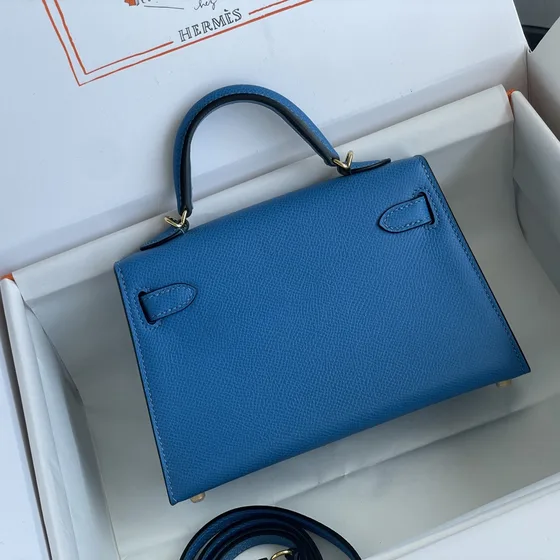 Hermes Mini Kelly Blue Top Handle