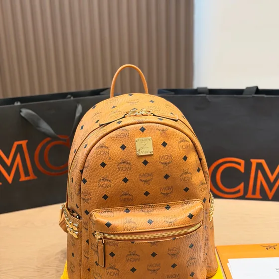 MCM Stark Visetos Backpack Cognac Brown Backpack