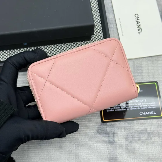 Chanel 19 Zip Coin Purse Lyserød Card Holder