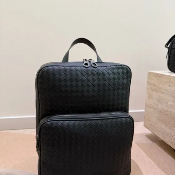 Bottega Veneta Intrecciato Leather Backpack Black Backpack