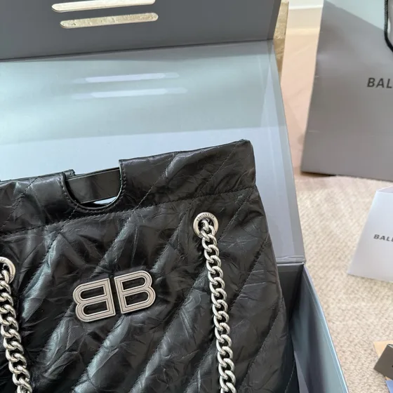 Balenciaga Crush Medium Tote Bag Black Tote Bag