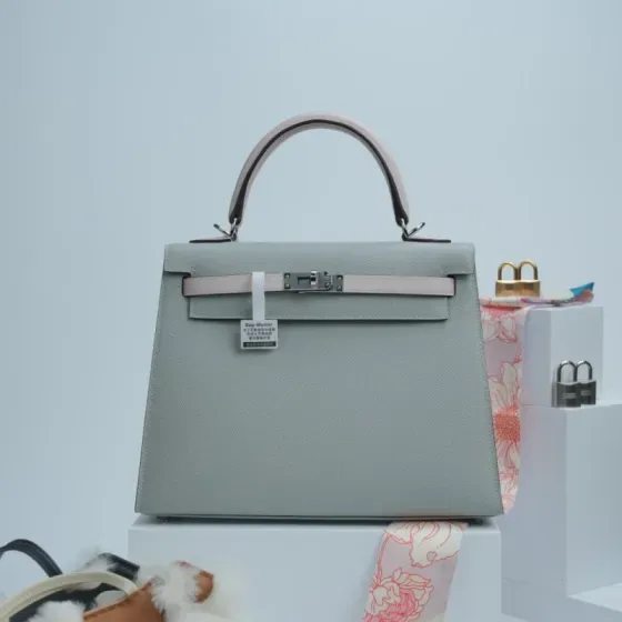 Hermes Kelly Light Gray Top Handle